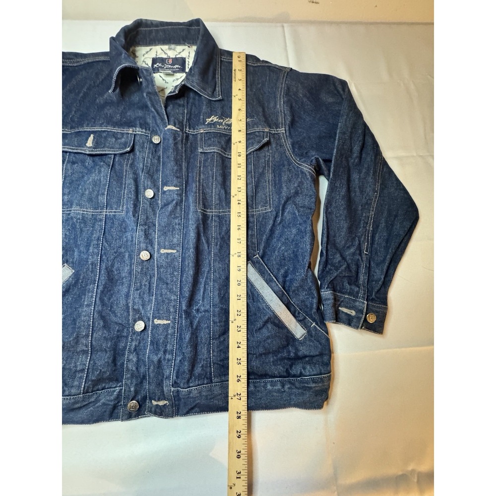 Y2K Kno' Betta Denim Jacket Sz Medium Blue With Back Mouse Patch  Hip Hop - Picture 9 of 16